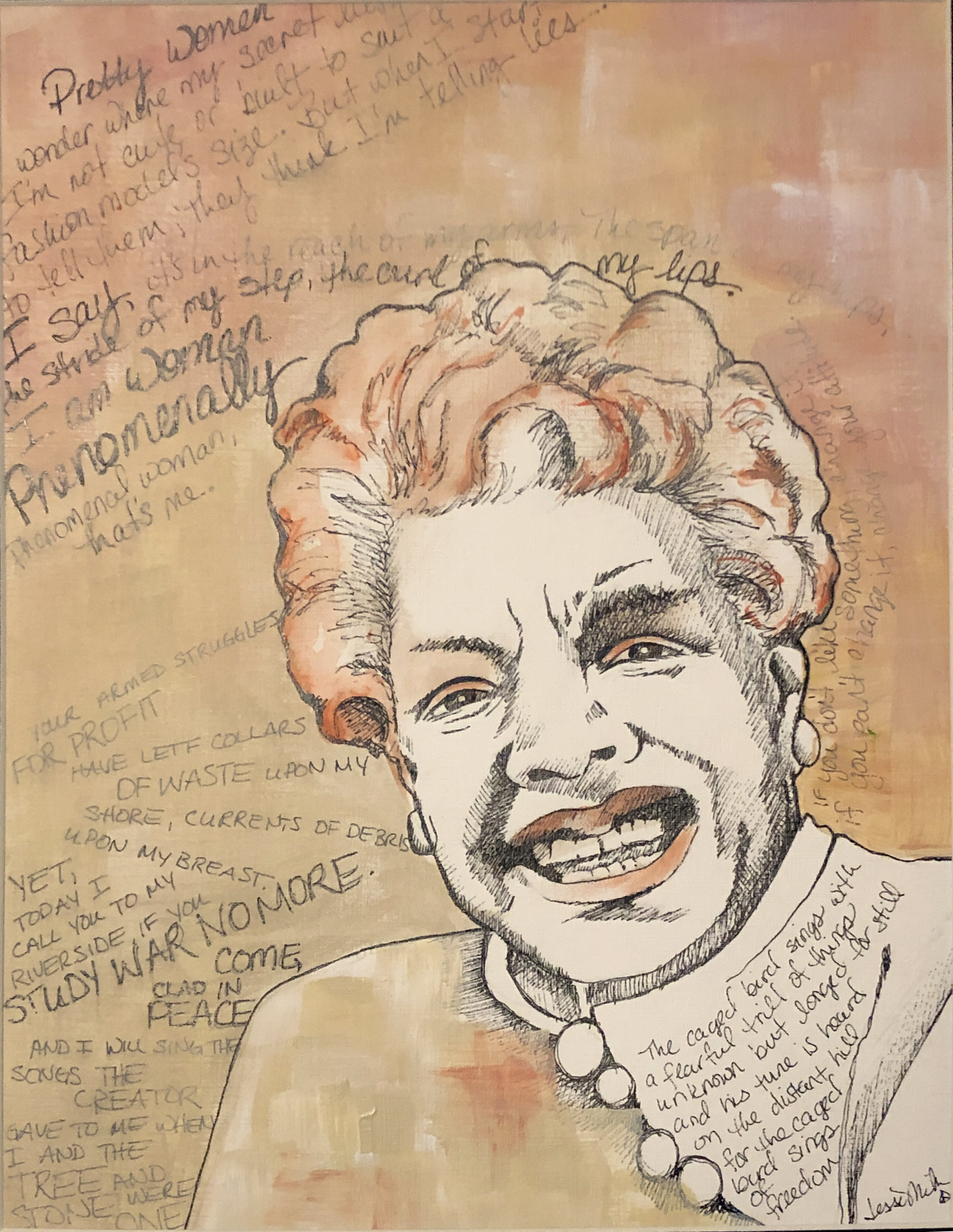 Maya Angelou portrait by Jessi Miller